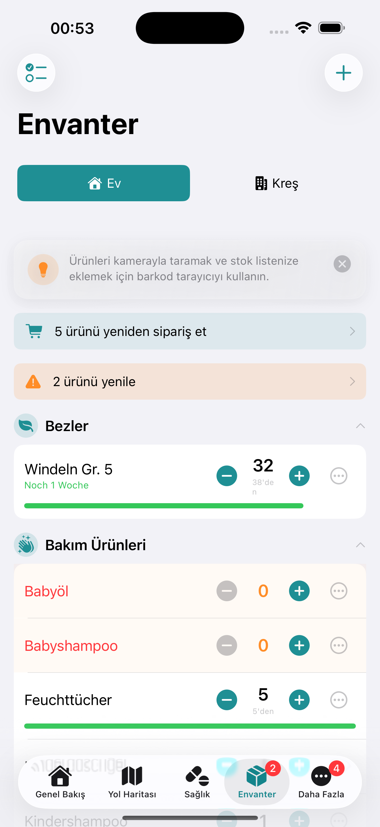 Ekran görüntüsü: Envanter
